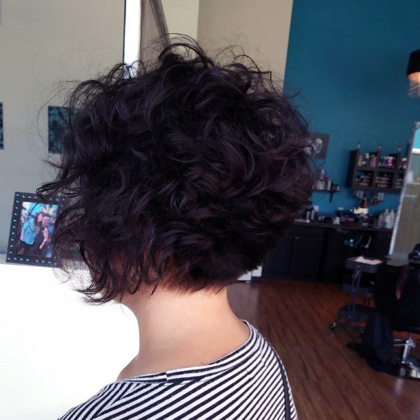 Woman Full Wedge Tight Small Curls On Female