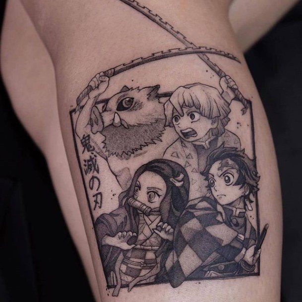 Woman With Anime Tattoo Design