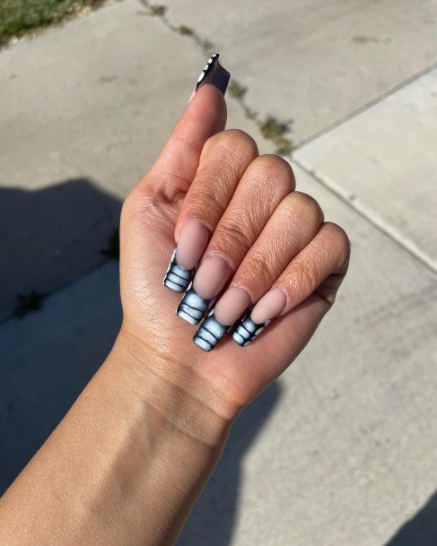 Woman With Black French Tip Nail