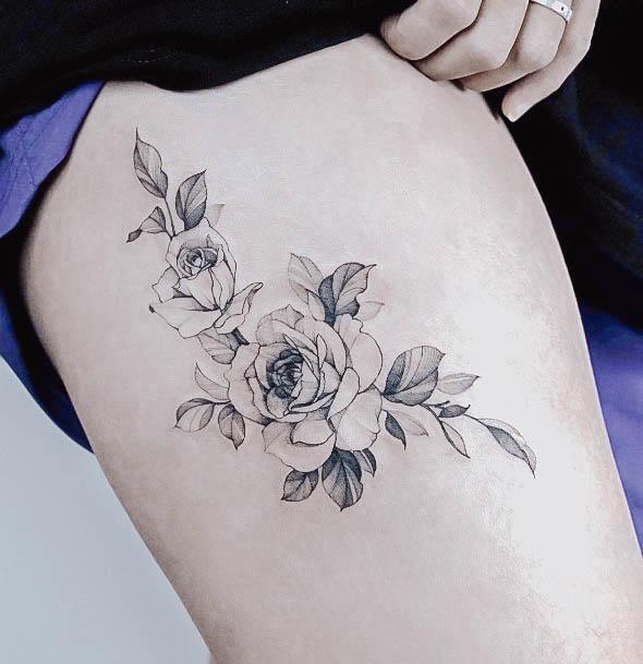 Woman With Black Rose Tattoo