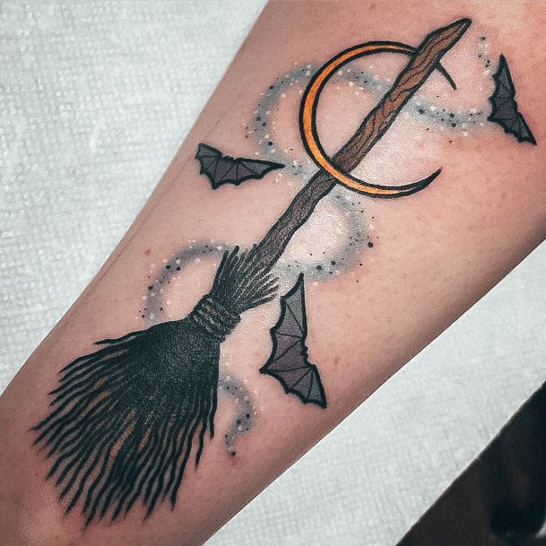 Woman With Broom Tattoo