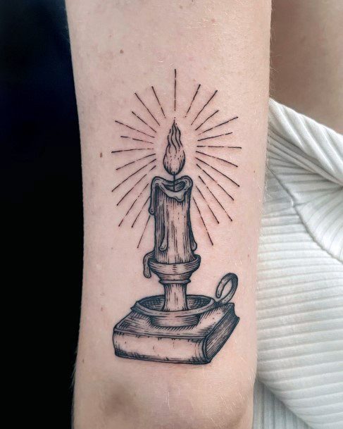 Woman With Candle Tattoo
