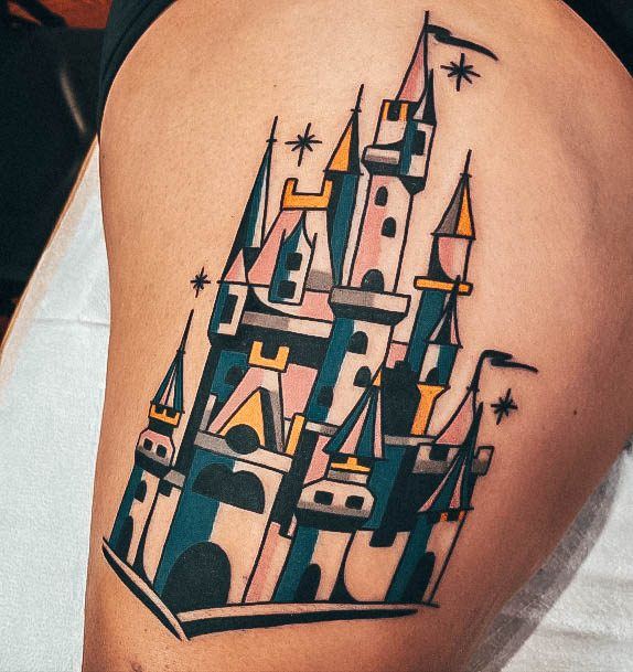 Woman With Castle Tattoo Design