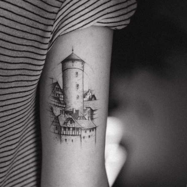 Woman With Castle Tattoo