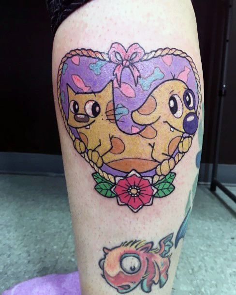 Woman With Catdog Tattoo