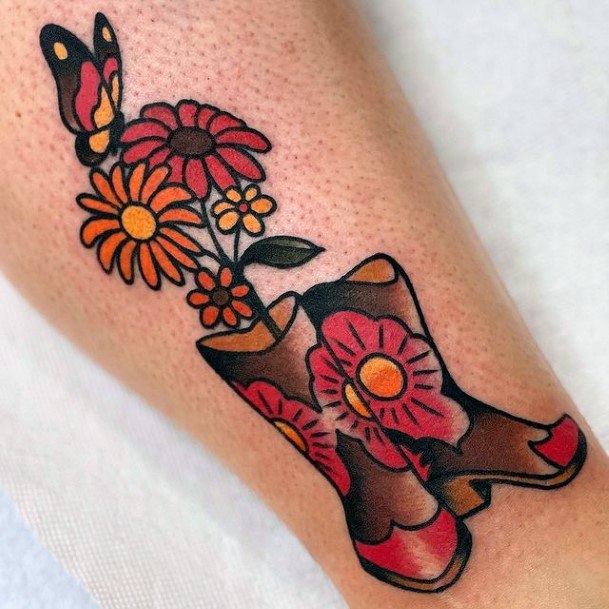 Woman With Cowboy Boot Tattoo