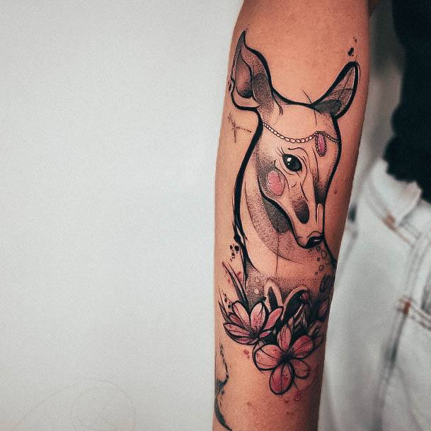 Woman With Deer Tattoo