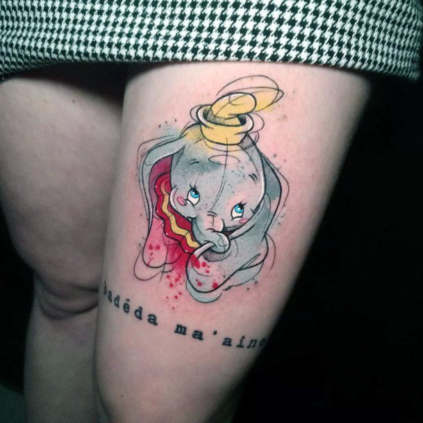 Woman With Dumbo Tattoo