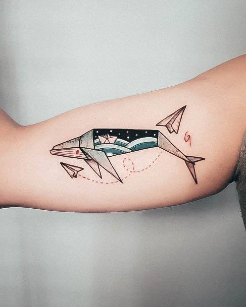 Woman With Fabulous Airplane Tattoo Design