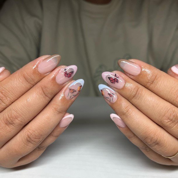 Woman With Fabulous Almond French Nail Design