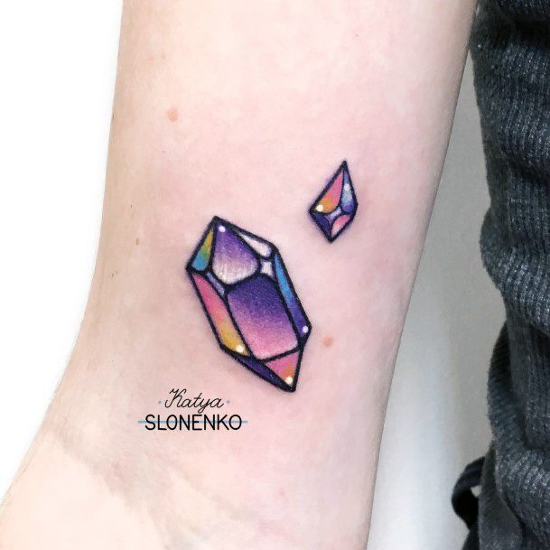 Woman With Fabulous Amethyst Tattoo Design