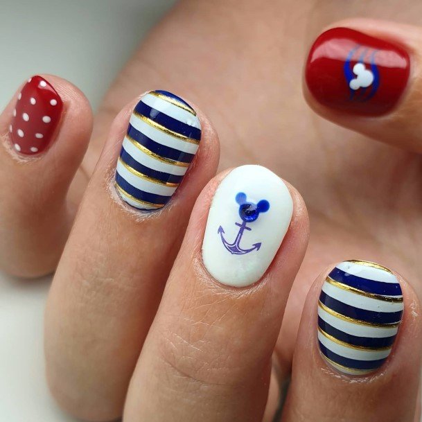 Woman With Fabulous Anchor Nail Design