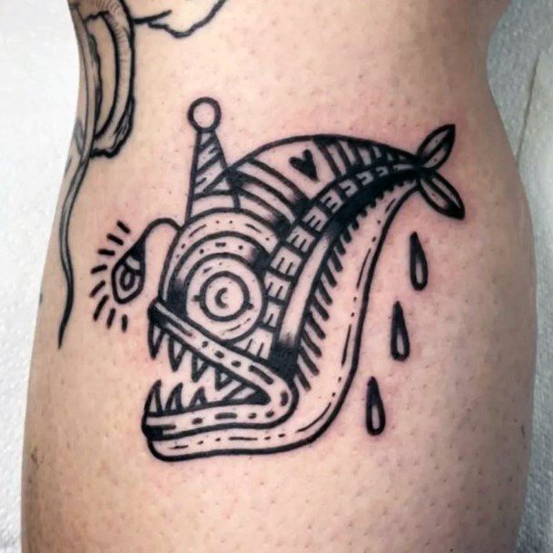 Woman With Fabulous Anglerfish Tattoo Design