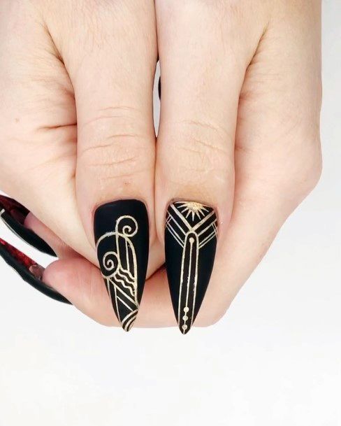 Woman With Fabulous Art Deco Nail Design