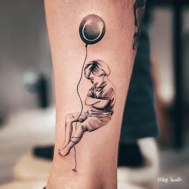 Woman With Fabulous Ballon Tattoo Design