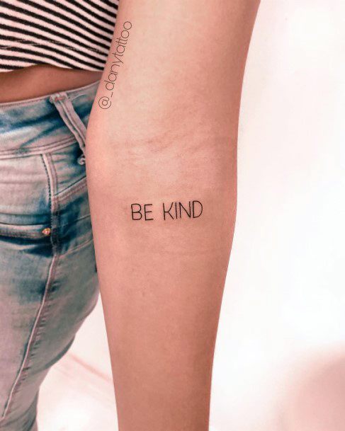 Woman With Fabulous Be Kind Tattoo Design