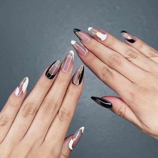 Woman With Fabulous Black And White Nail Design