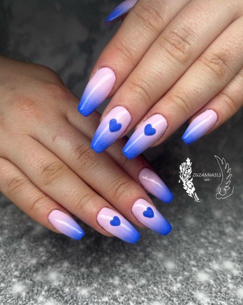 Woman With Fabulous Blue Ombre Nail Design