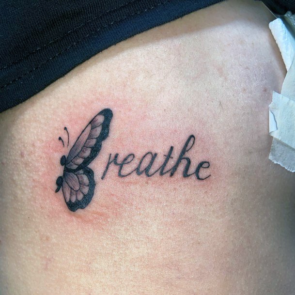 Woman With Fabulous Breathe Tattoo Design