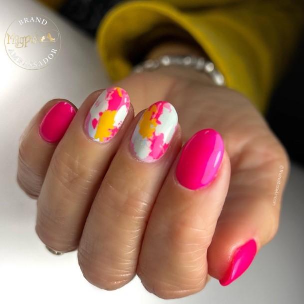 Woman With Fabulous Bright Pink Nail Design