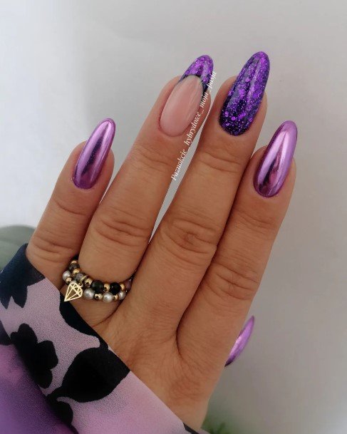 Woman With Fabulous Bright Purple Nail Design