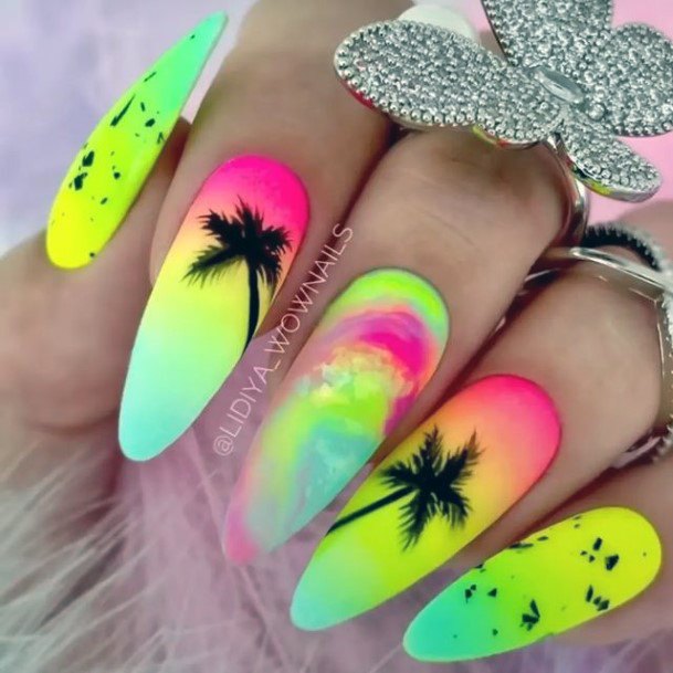 Woman With Fabulous Bright Summer Nail Design