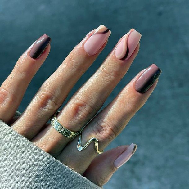 Woman With Fabulous Brown Dress Nail Design