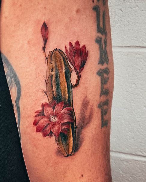 Woman With Fabulous Cactus Tattoo Design