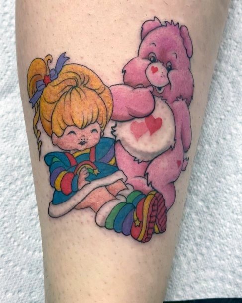 Woman With Fabulous Carebears Tattoo Design