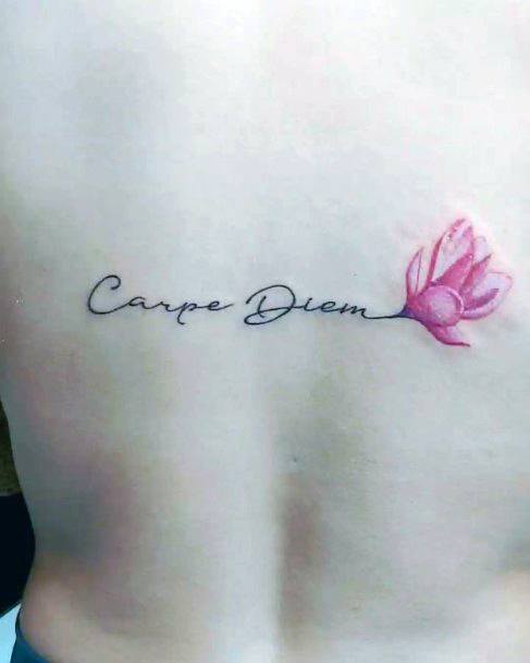 Woman With Fabulous Carpe Diem Tattoo Design