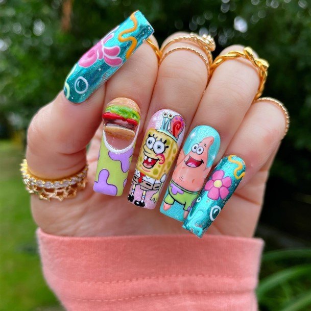 Woman With Fabulous Cartoon Nail Design