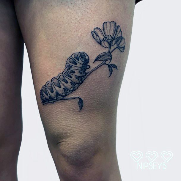 Woman With Fabulous Caterpillar Tattoo Design