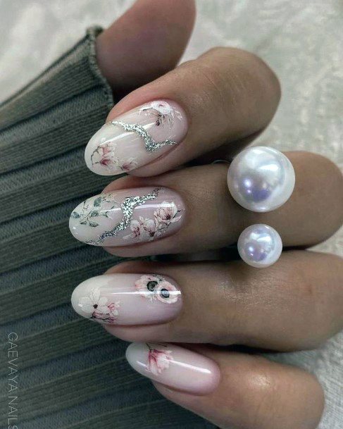 Woman With Fabulous Cherry Blossom Sakura Nail Design