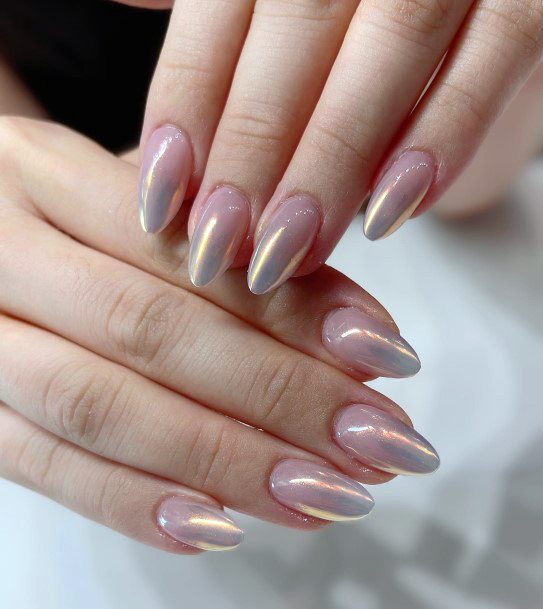 Woman With Fabulous Chrome Nail Design