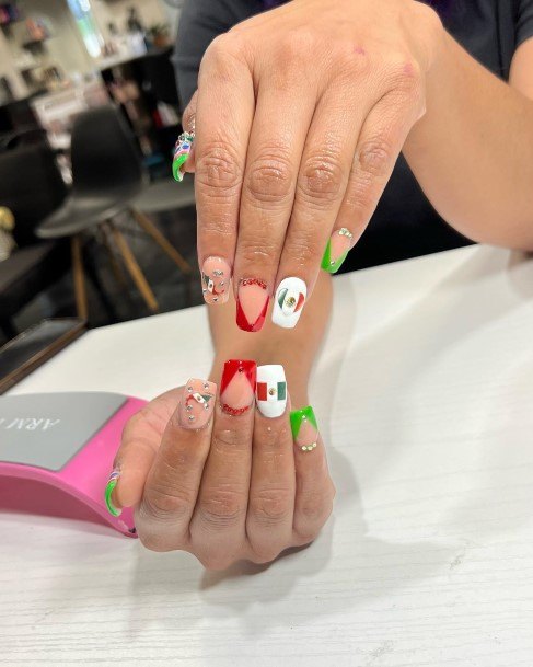 Woman With Fabulous Cinco De Mayo Nail Design