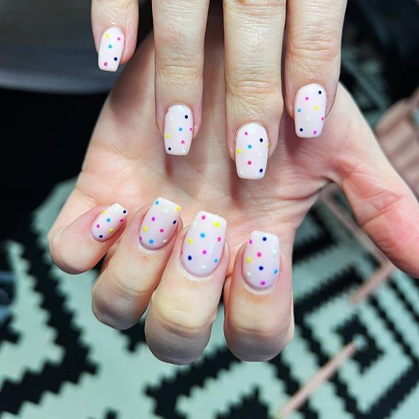 Woman With Fabulous Confetti Nail Design