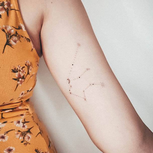 Woman With Fabulous Constellation Tattoo Design