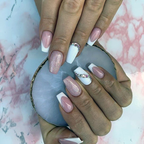 Woman With Fabulous Crystals Nail Design
