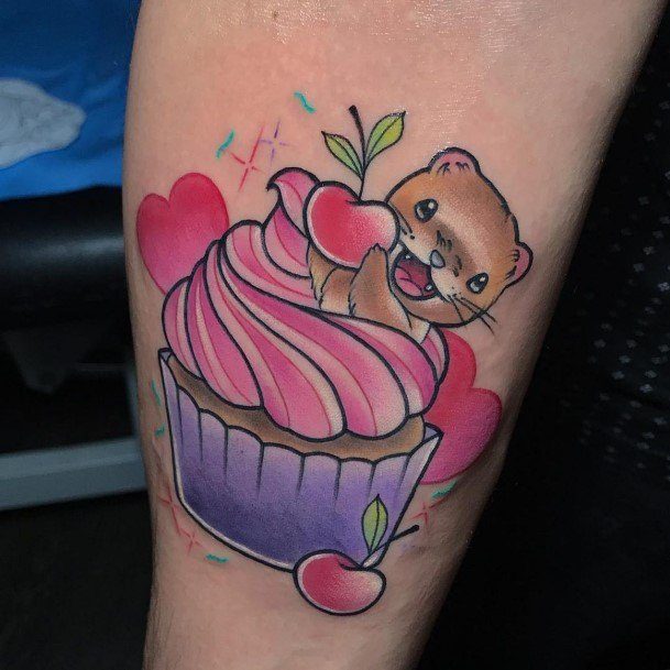 Woman With Fabulous Cupcake Tattoo Design