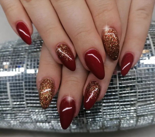 Woman With Fabulous Dark Red Nail Design