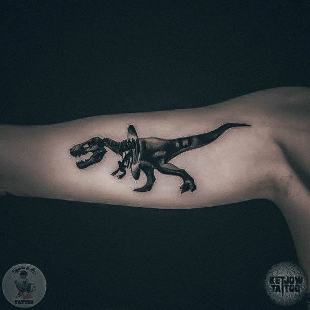 Woman With Fabulous Dinosaur Tattoo Design