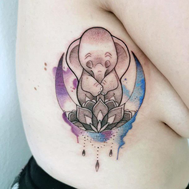 Woman With Fabulous Dumbo Tattoo Design