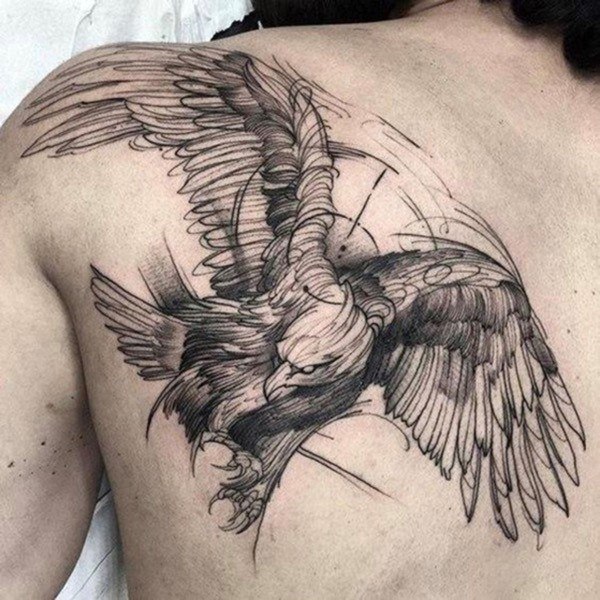 Woman With Fabulous Eagle Tattoo Design