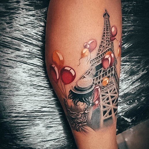 Woman With Fabulous Eiffel Tower Tattoo Design