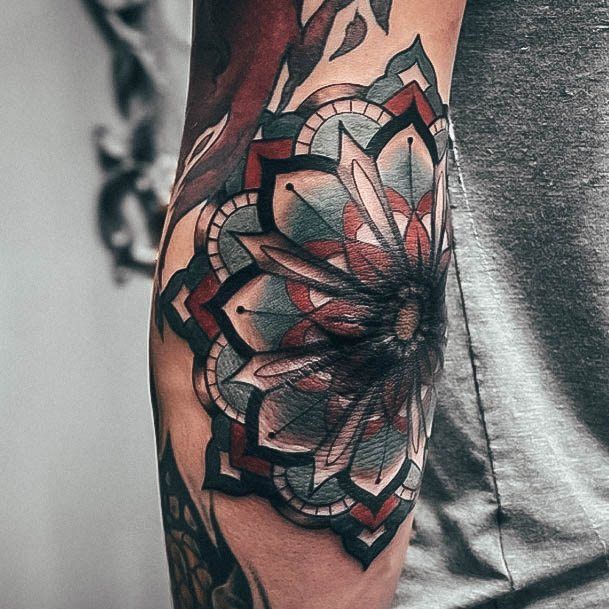 Woman With Fabulous Elbow Tattoo Design