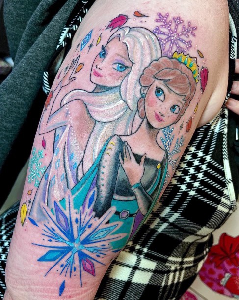 Woman With Fabulous Elsa Tattoo Design