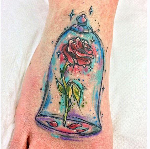 Woman With Fabulous Enchanted Rose Tattoo Design