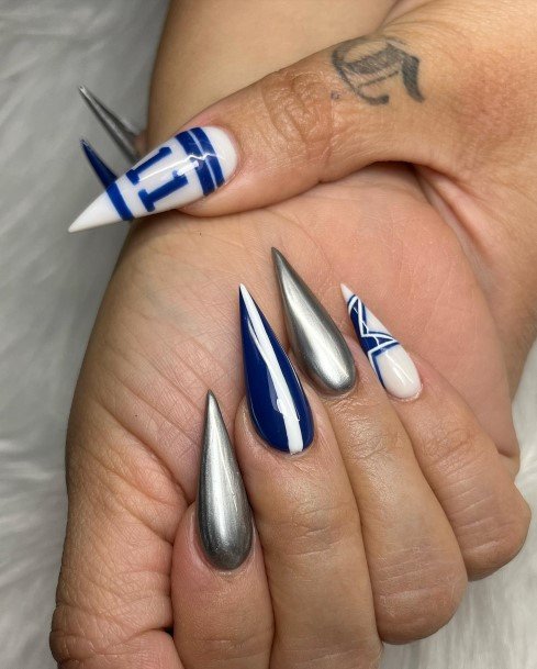 Woman With Fabulous Football Nail Design