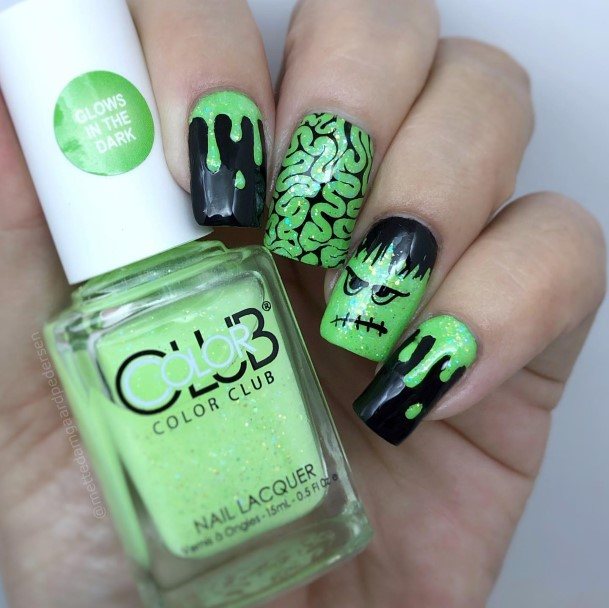 Woman With Fabulous Frankenstein Nail Design