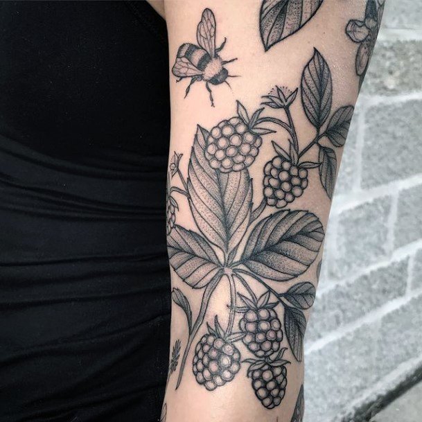 Woman With Fabulous Fruit Tattoo Design